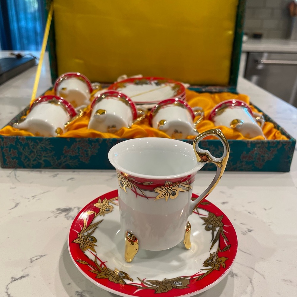 Fine Porcelain Espresso/Coffee set of 6 including 6 cups& 6 saucers, brand new